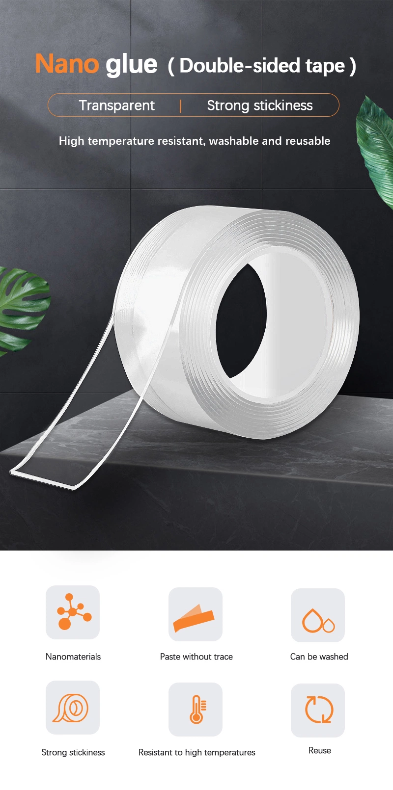 Sticky Magical Nano Reusable Adhesive Double Sided Heavy Duty Acrylic Tape